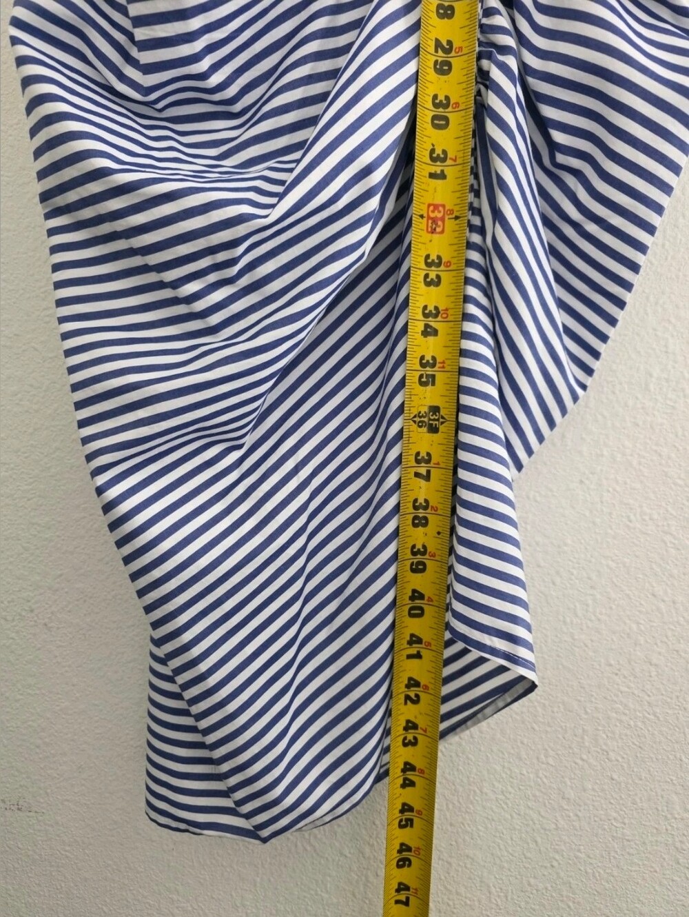 Veronica Beard Womens Ruched Shirt Dress In Blue & White Stripe 100% Cotton Sz 4 - Picture 11 of 16
